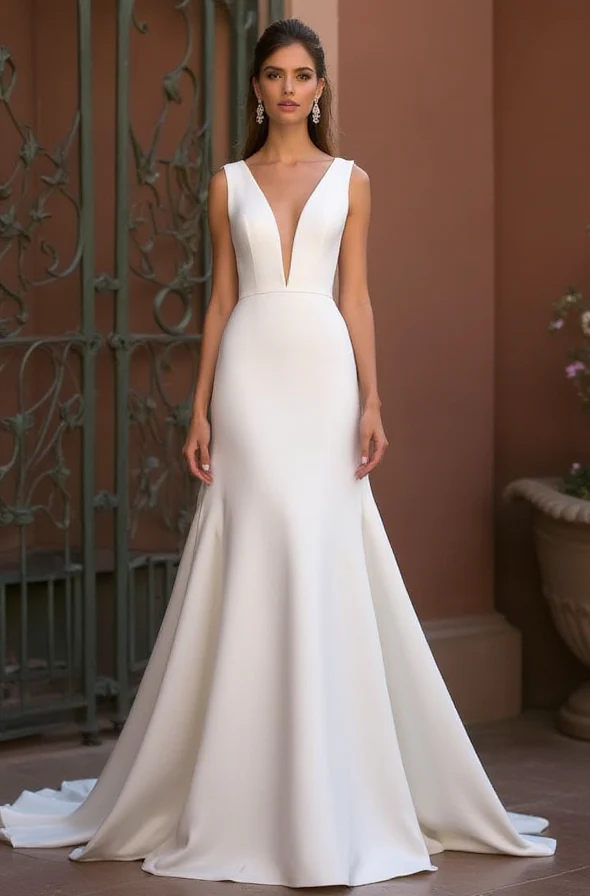 Elegant A-Line Wedding Gown with Subtle Sparkle for a Glam Look - Image 2