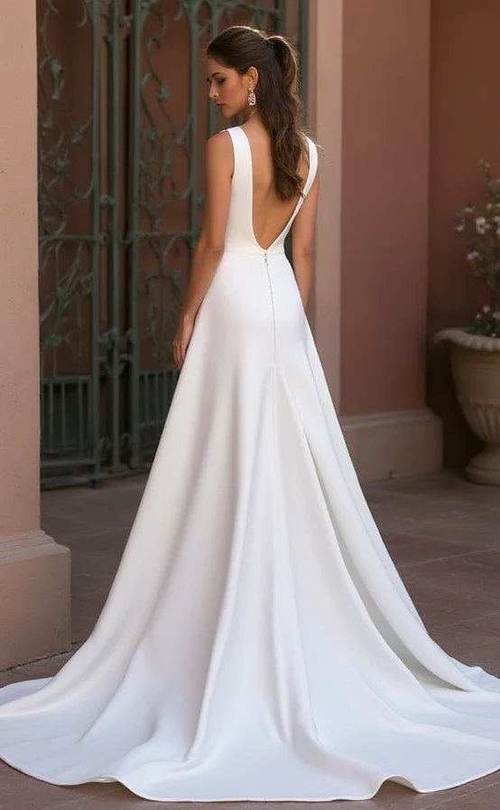 Elegant A-Line Wedding Gown with Subtle Sparkle for a Glam Look - Image 3