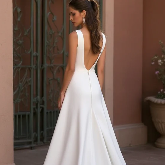 Elegant A-Line Wedding Gown with Subtle Sparkle for a Glam Look - Image 5