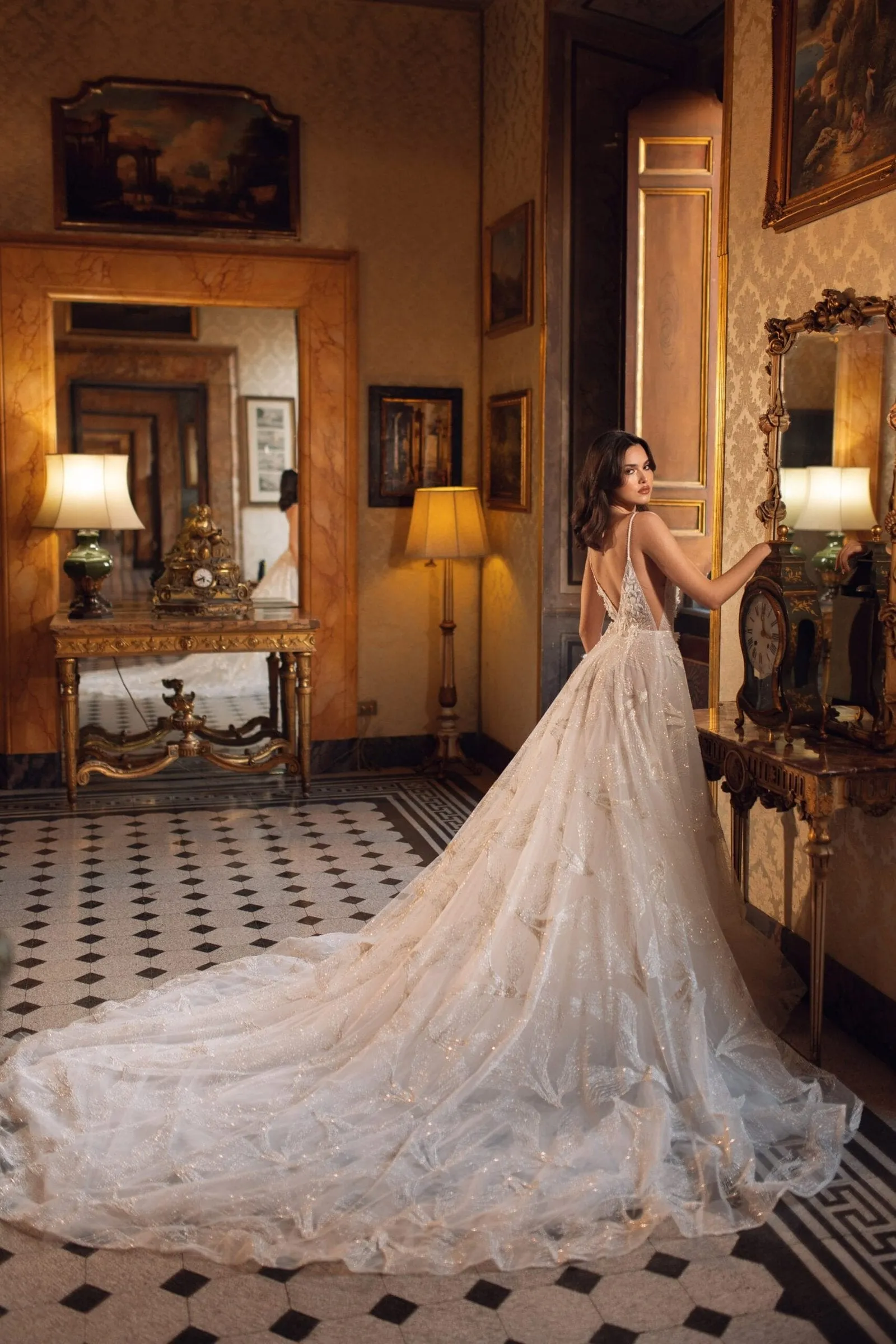 Elegant A-Silhouette Wedding Dress with Tulle, Lace, 3D Flowers, Applique, Open Back, and Spaghetti Straps for a Sophisticated Bridal Look - Image 2