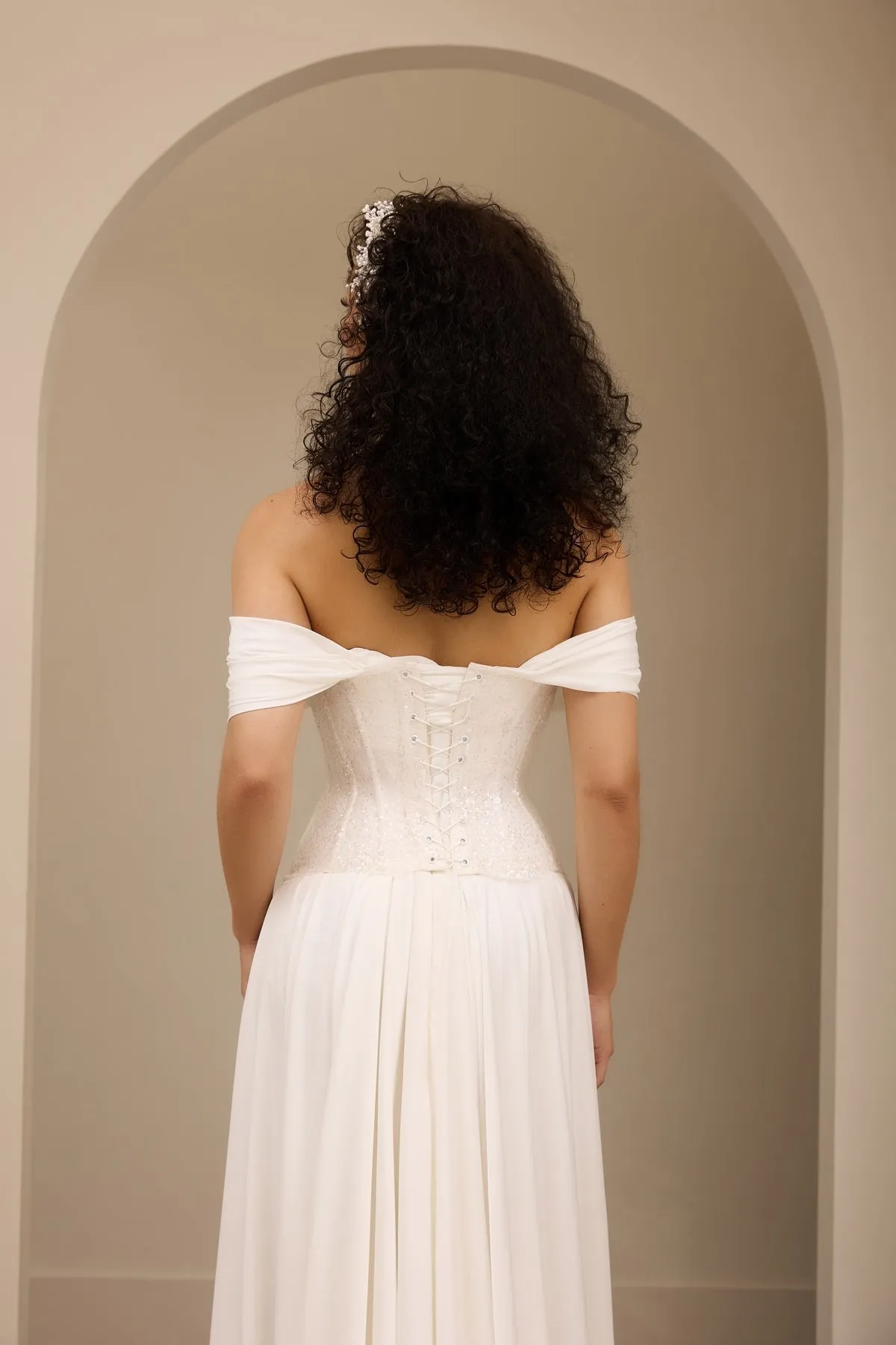 Elegant Chiffon Wedding Dresses Off Shoulder Pleated Wedding Party Prom Gown - Image 3