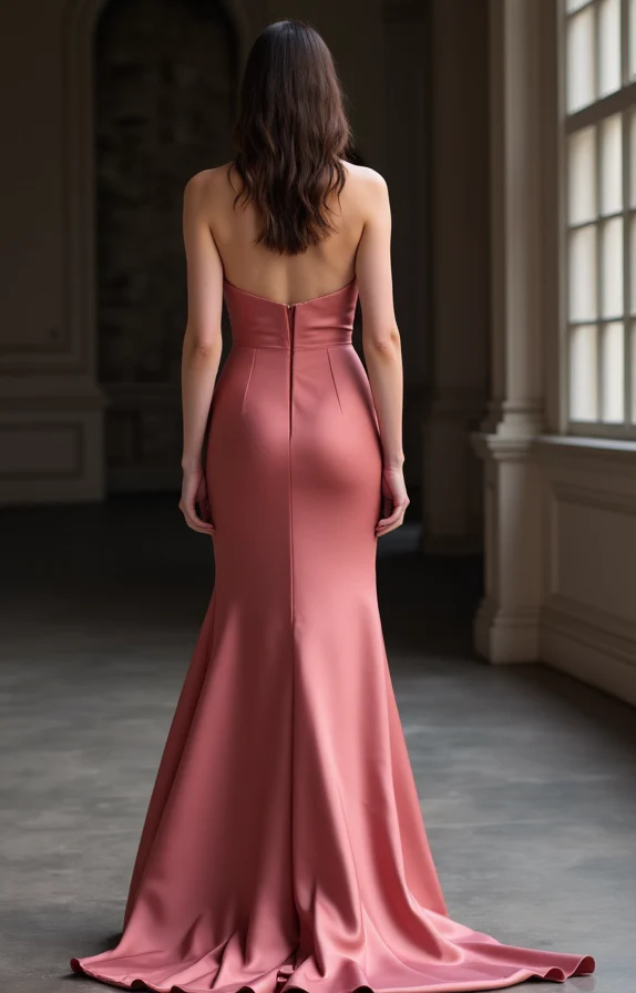 Elegant Pink Evening Dress & Prom Dress with Beaded Straps and Flowing Skirt - Image 3