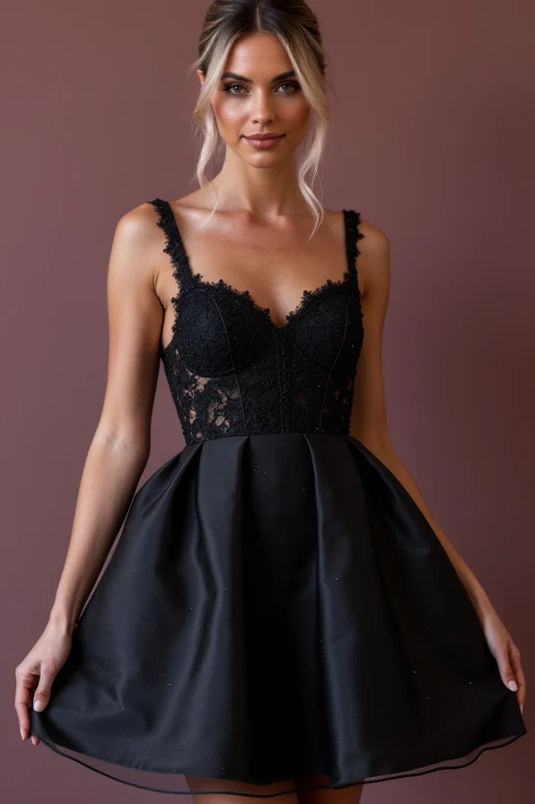 Elegant Black Evening Dress & Prom Dress with Sequins for a Dazzling Party Look - Image 2