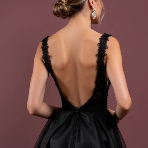 Elegant Black Evening Dress & Prom Dress with Sparkling Beads for a Glamorous Look - Image 5