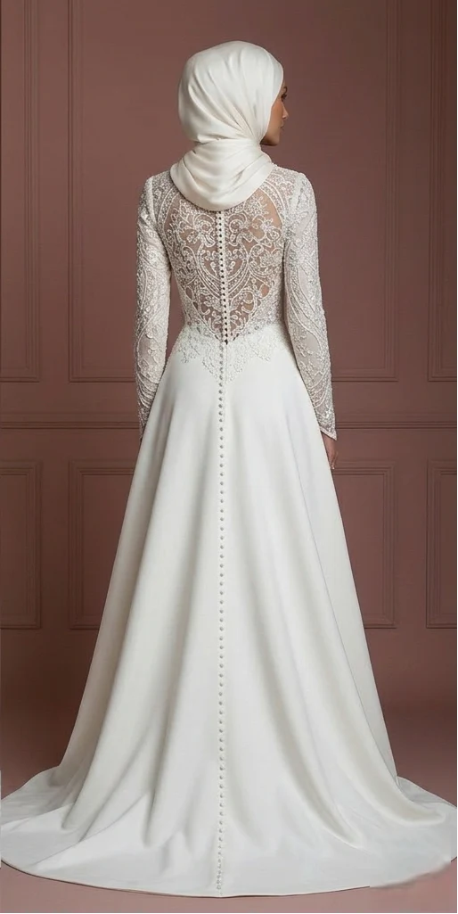Elegant Hijab Wedding Dress Modest Islamic Bridal Style Muslim - Image 3