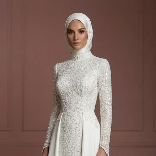 Elegant Hijab Wedding Dress Modest Islamic Bridal Style Muslim - Image 4