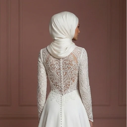 Elegant Hijab Wedding Dress Modest Islamic Bridal Style Muslim - Image 5