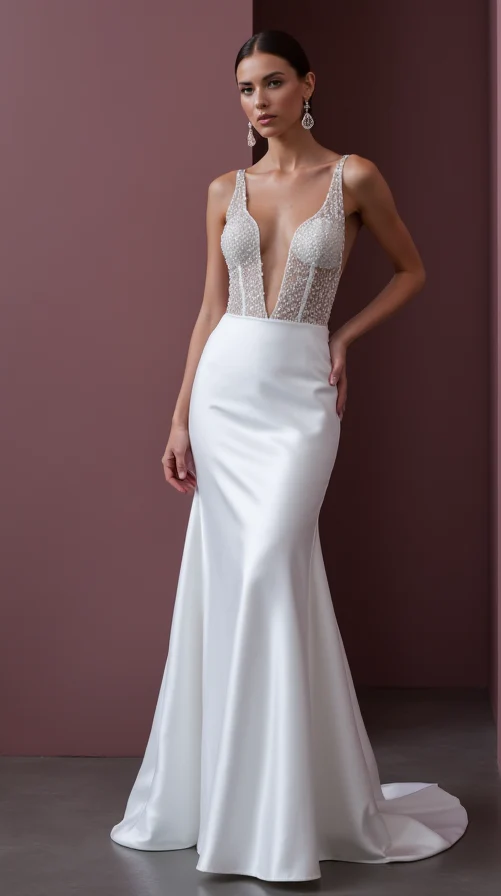 Elegant Mermaid Wedding Dress with Lace Details for a Timeless Look - Image 2