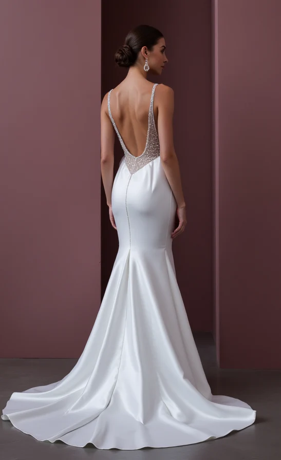 Elegant Mermaid Wedding Dress with Lace Details for a Timeless Look - Image 3