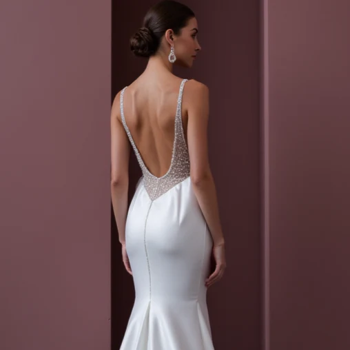 Elegant Mermaid Wedding Dress with Lace Details for a Timeless Look - Image 5