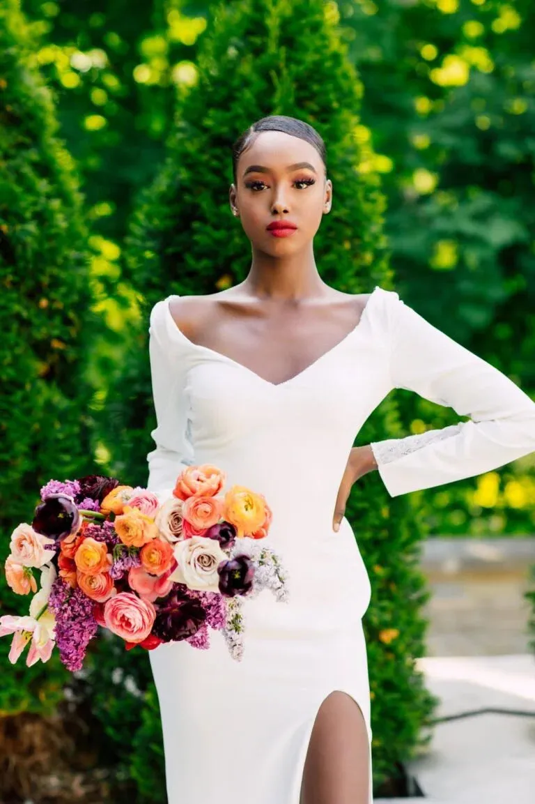 Elegant Mermaid Wedding Gown with Long Sleeves, Sophisticated Boat Neckline, and a Flattering Natural Waist for a Timeless and Graceful Bridal Look - Image 2