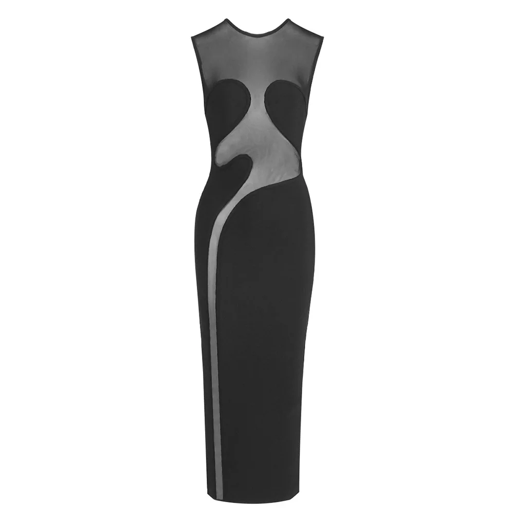 Elegant Mesh Patchwork Sleeveless Bodycon Party Club Evening Dress Sexy Bodycon Perspective Vestido Summer Clothing - Image 8
