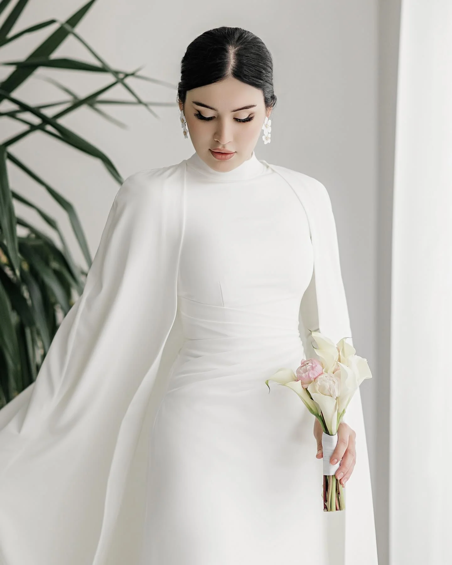 Sophisticated Muslim Wedding Dress Crepe Modest Long Sleeve Simple - Image 4
