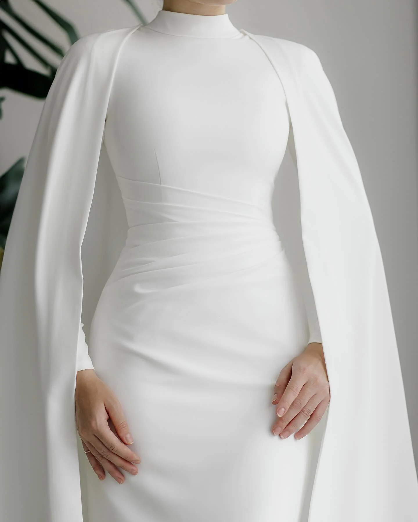Sophisticated Muslim Wedding Dress Crepe Modest Long Sleeve Simple - Image 5