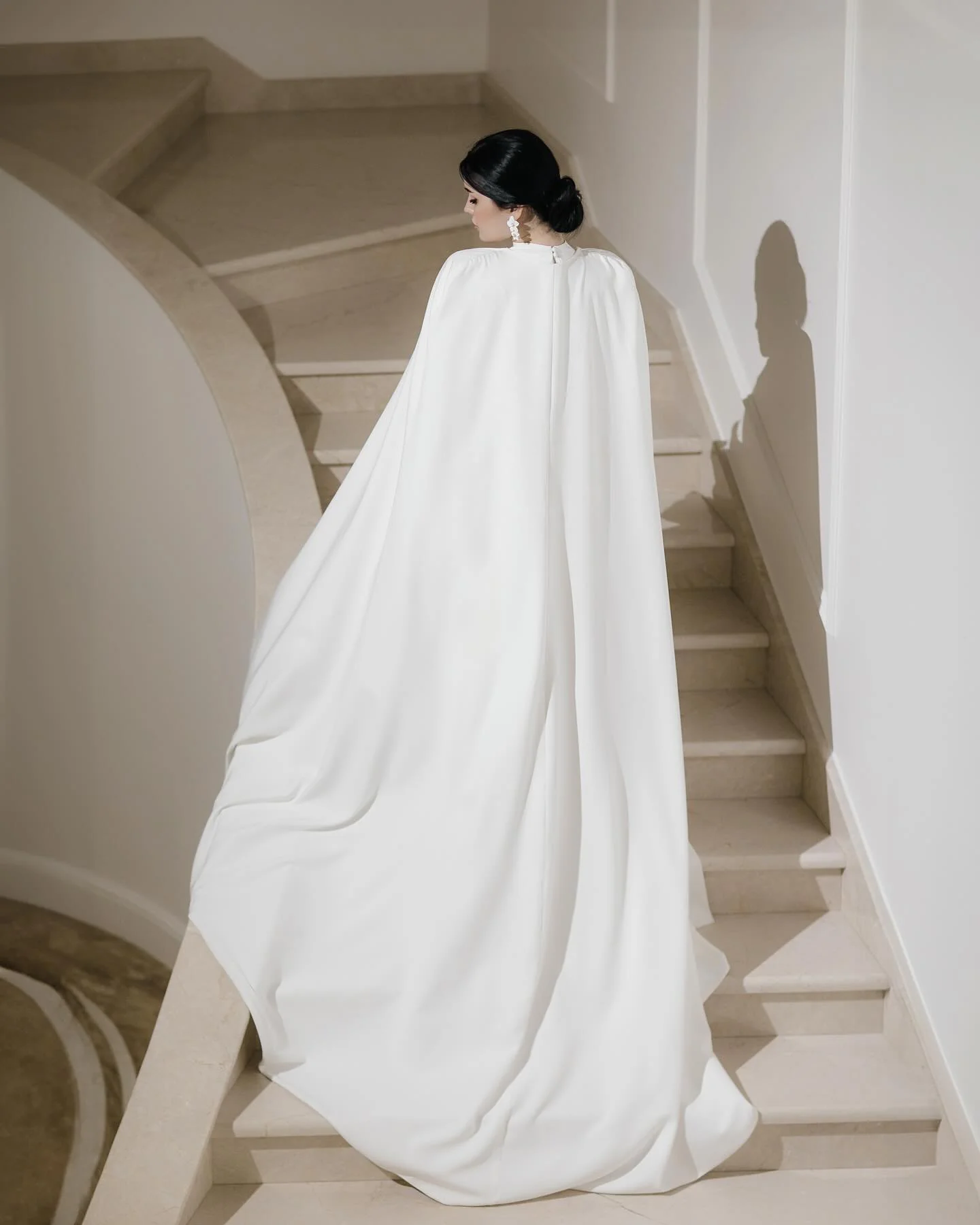 Sophisticated Muslim Wedding Dress Crepe Modest Long Sleeve Simple - Image 6