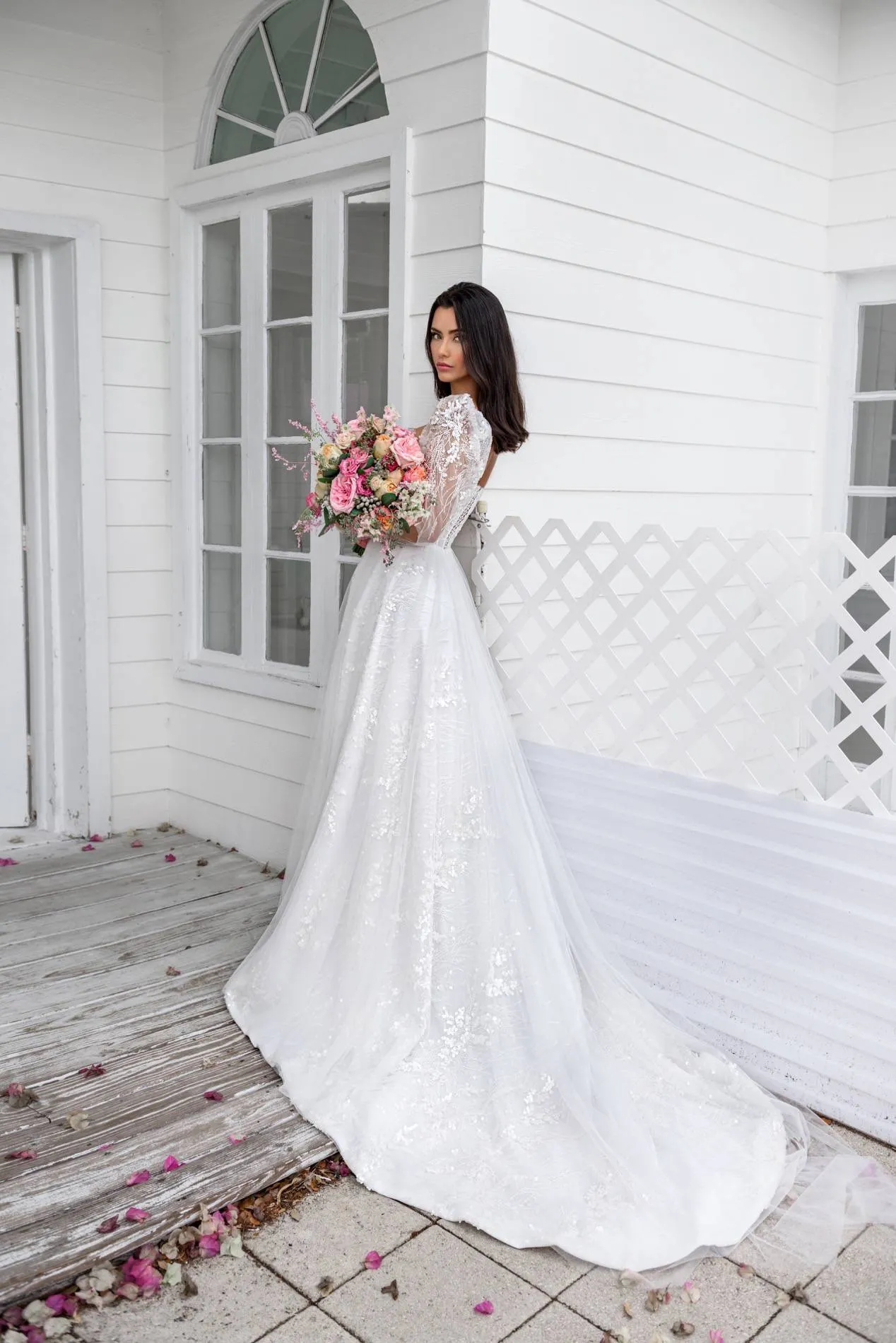 Elegant Off-Shoulder A-Line Wedding Dress with Flattering Natural Waistline - Image 2