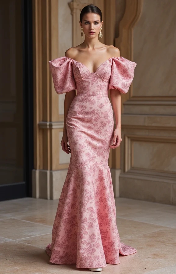 Elegant Pink Evening Dress & Prom Dress with Bell Sleeves for a Unique Look - Image 2