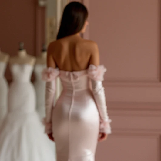 Elegant Pink Evening Dress & Prom Dress with Cascading Beaded Strands - Image 5