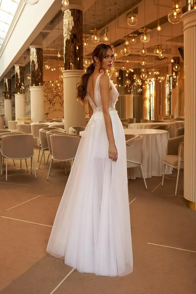 Mesh Neckline and Belt Decorated with 3D Elements Wedding Dress Bow Satin Simple Modern Sleeveless Mermaid Court Train Bridal Gown Princess Vestido De Novia - Image 3