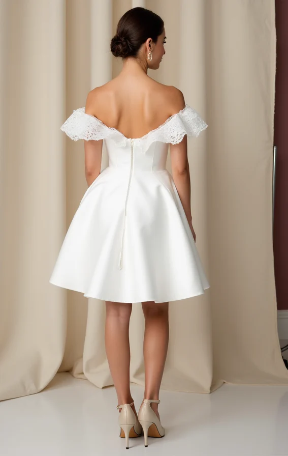 Elegant Short Wedding Dress and Mini Dress with a Draped Bodice for a Luxe Feel - Image 3