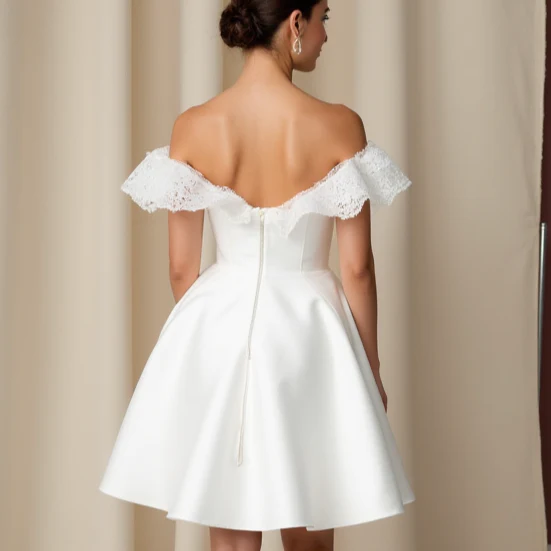 Elegant Short Wedding Dress and Mini Dress with a Draped Bodice for a Luxe Feel - Image 5