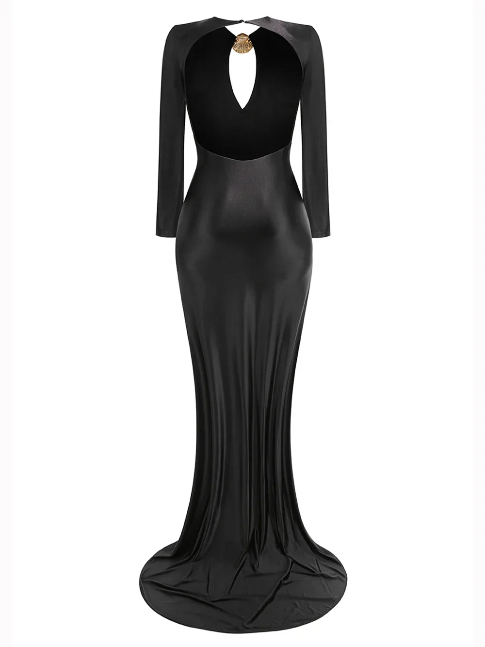 Elegant Solid Women Long Sleeved Floor Length Dress Sexy Party Backless Slim Female Maxi Dresses Summer Chic Lady Robe - Image 5