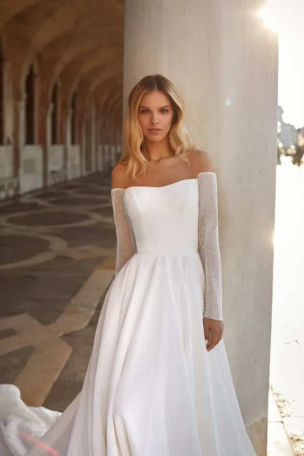 Elegant Strapless Off The Shoulder Back Button A Line Wedding Dress For Women Bridal Gowns vestidos de novia robe de mariée - Image 3