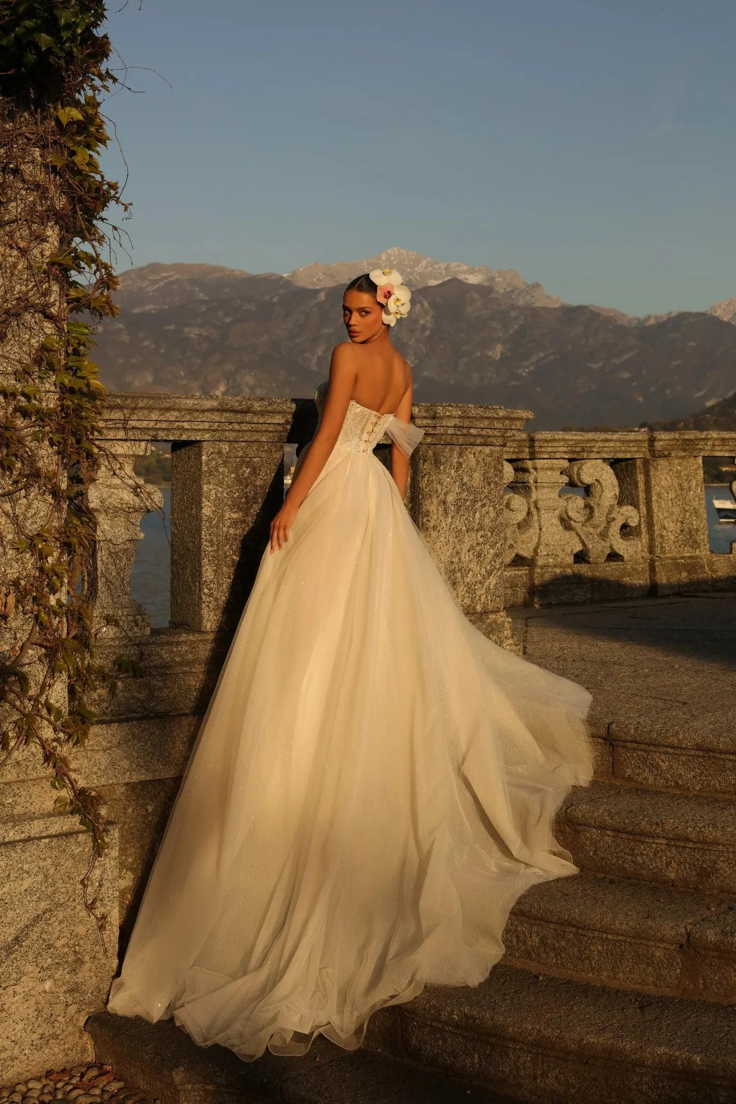 Elegant Wedding Dresses Sweetheart One-shouder Appliques Draped Lace up Backless Marriage Bride Gown - Image 2