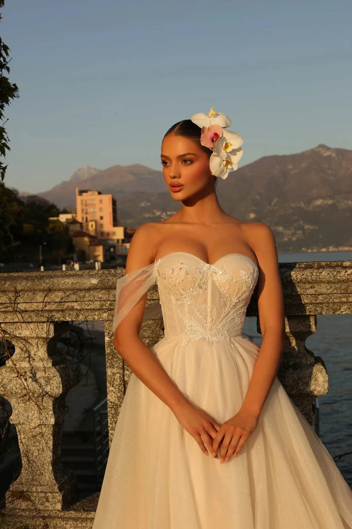 Elegant Wedding Dresses Sweetheart One-shouder Appliques Draped Lace up Backless Marriage Bride Gown - Image 3