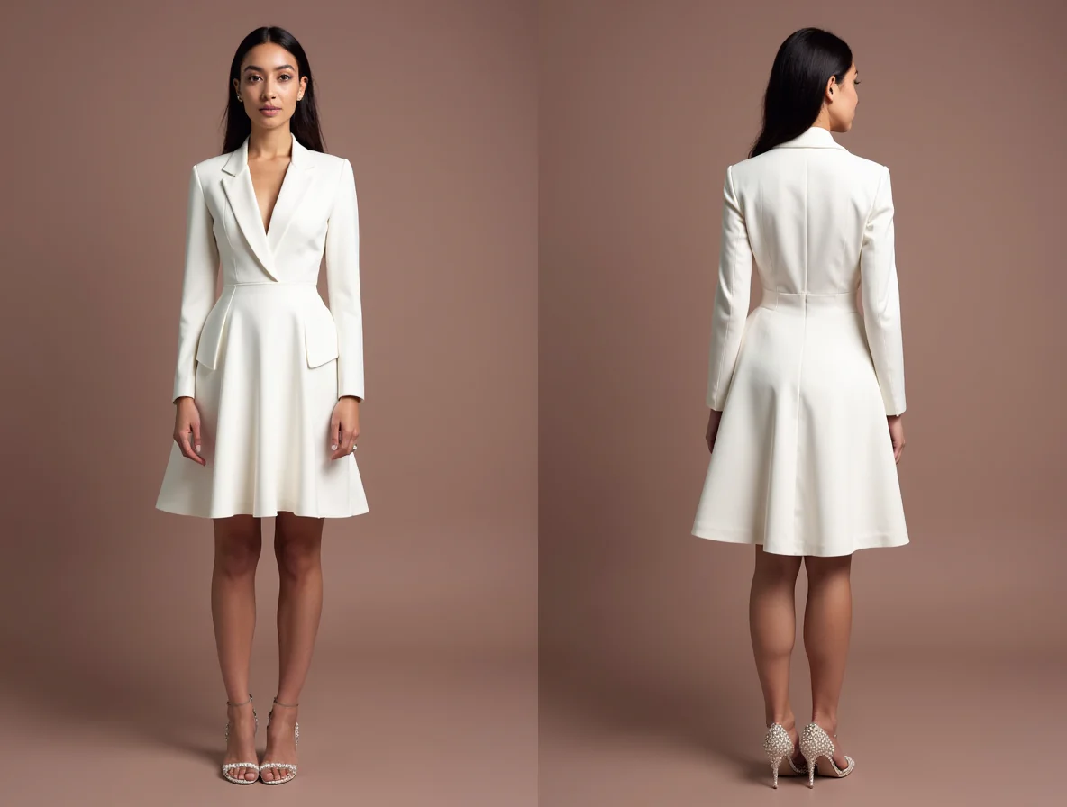 Elegant White Mini Short Wedding Dress with a Belted Waist for a Defined Silhouette