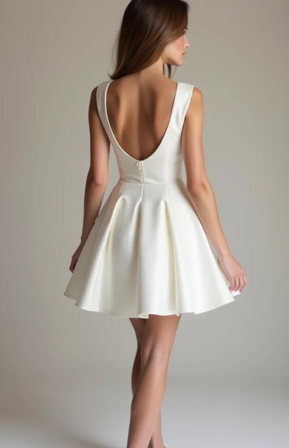 Elegant White Mini Short Wedding Dress with a Sheer Lace Back for a Touch of Romance - Image 3