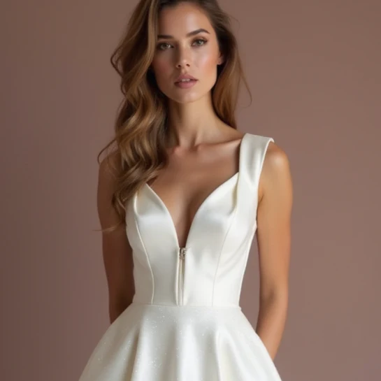 Elegant White Mini Short Wedding Dress with a Sheer Lace Back for a Touch of Romance - Image 4