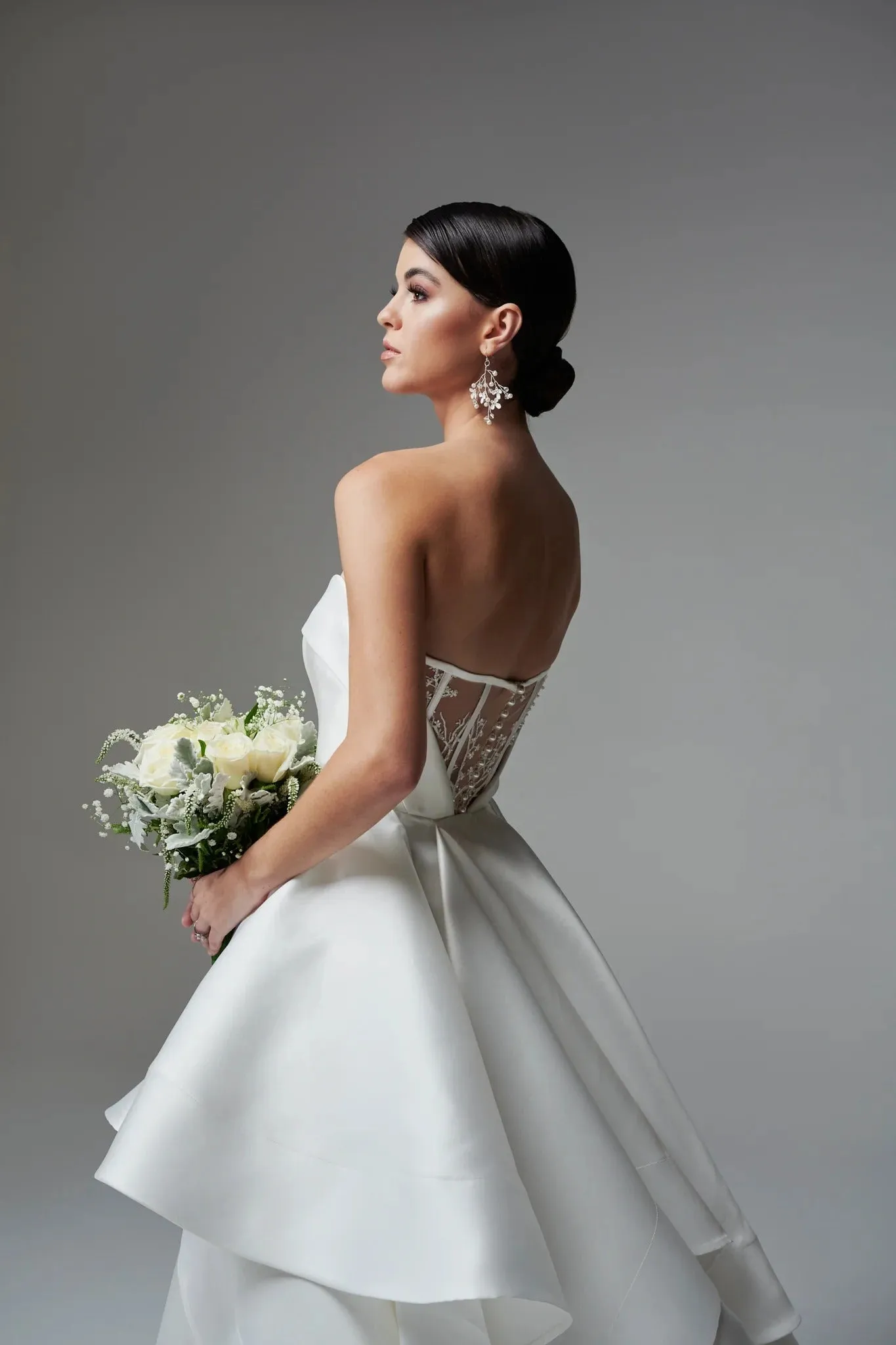 Structured and Boned Corset Bodice Wedding Dress Vestido De Novia Bridal Gown Skirt Bow Satin Court Train Dress - Image 2