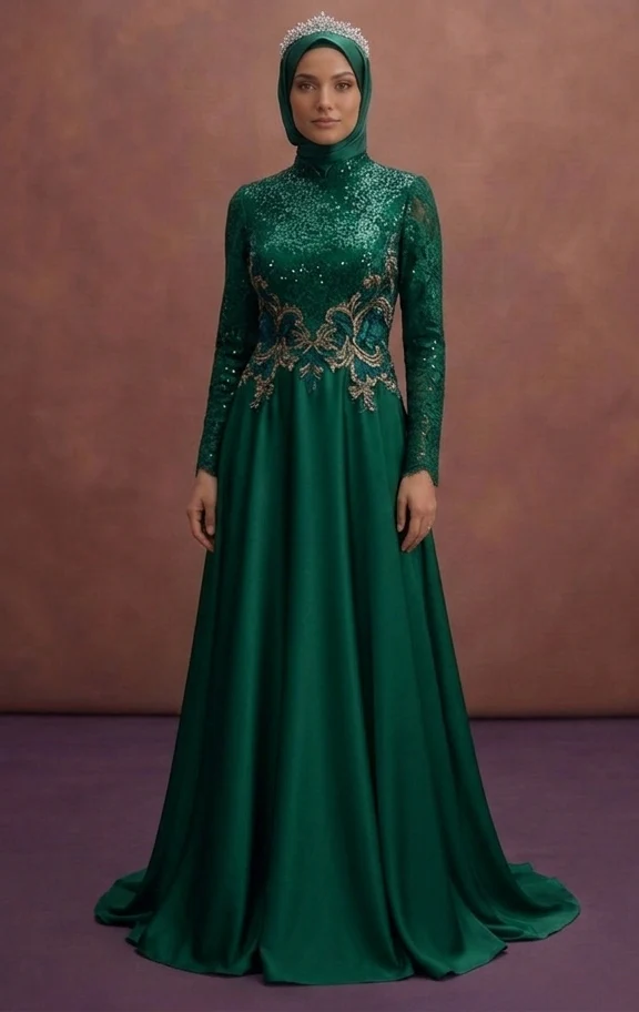 Emerald Green Muslim Prom Dresses – Rich & Elegant Looks - Image 2