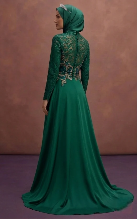 Emerald Green Muslim Prom Dresses – Rich & Elegant Looks - Image 3