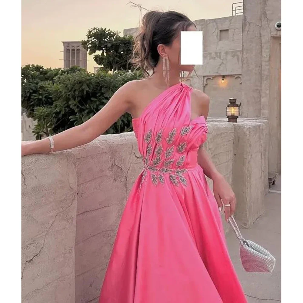 Evening Elegant Vintage Sexy Sweet Crystal Beaded A-Line One Shoulder Formal Occasion Prom Dress Evening Party Gowns