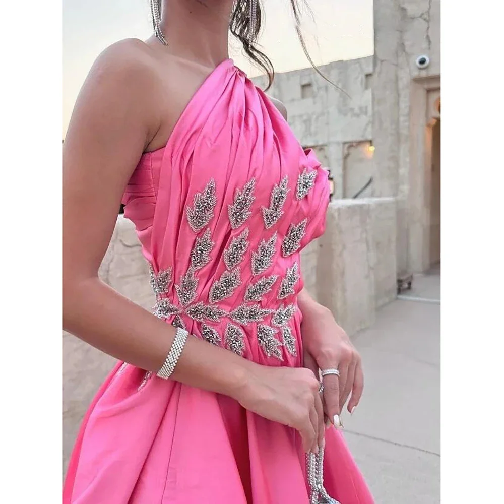 Evening Elegant Vintage Sexy Sweet Crystal Beaded A-Line One Shoulder Formal Occasion Prom Dress Evening Party Gowns - Image 3