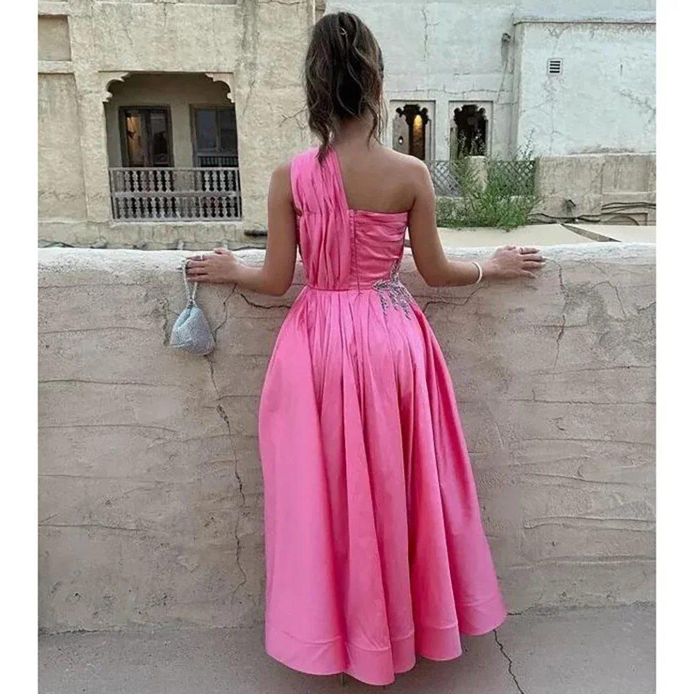 Evening Elegant Vintage Sexy Sweet Crystal Beaded A-Line One Shoulder Formal Occasion Prom Dress Evening Party Gowns - Image 4