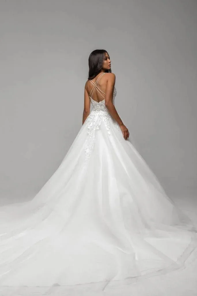 Exquisite A-line Wedding Dress Sleeveless Tulle Draped Pleat Open Back Bride Dresses Floor Length robe de mariée - Image 2