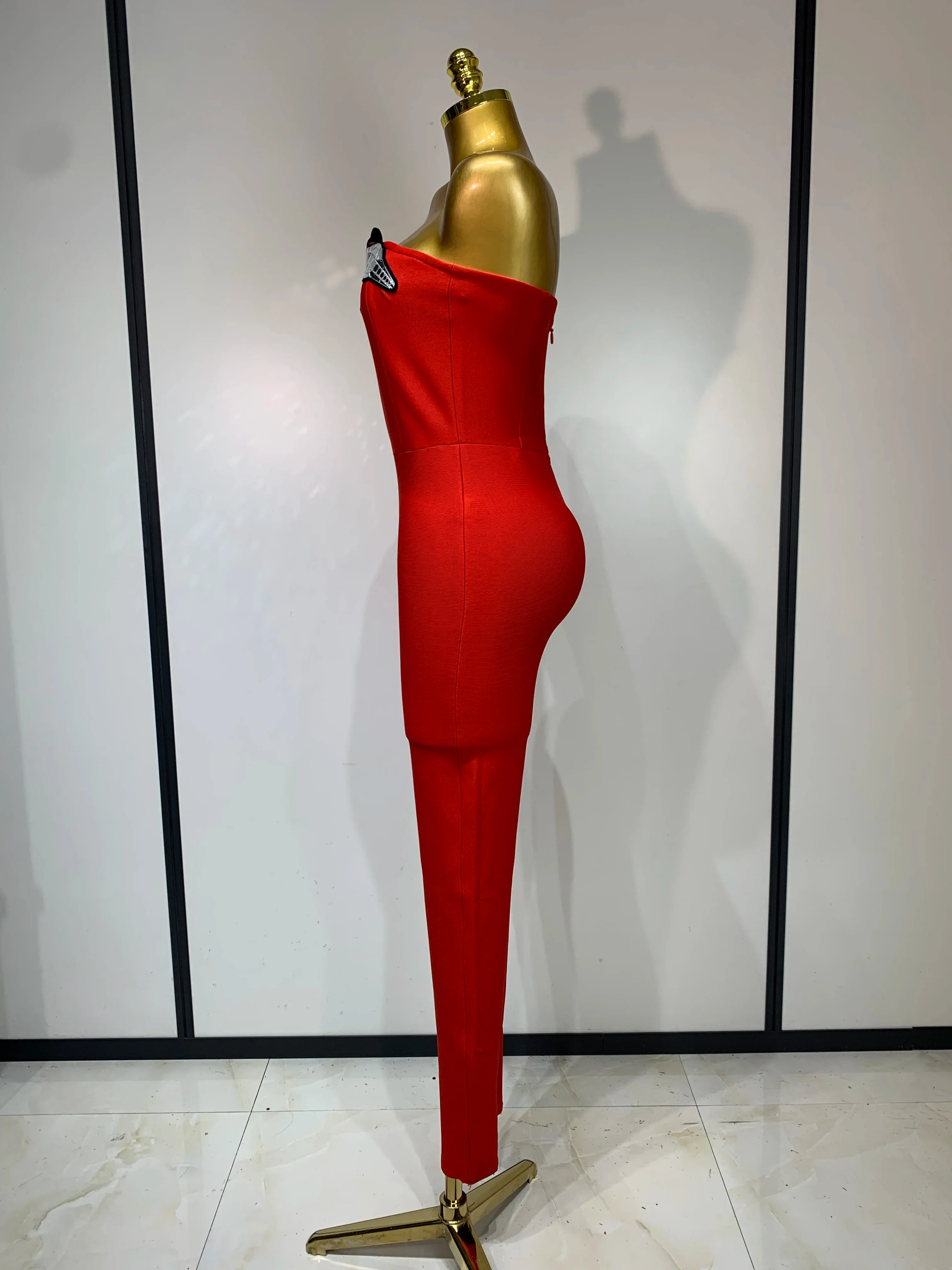 Fashion Celebrate Sparkly Sequin Women Sexy Strapless Bodycon Bandage Jumpsuit Streetwea Nightclub Party Luxury Birthday Outfit - Image 3