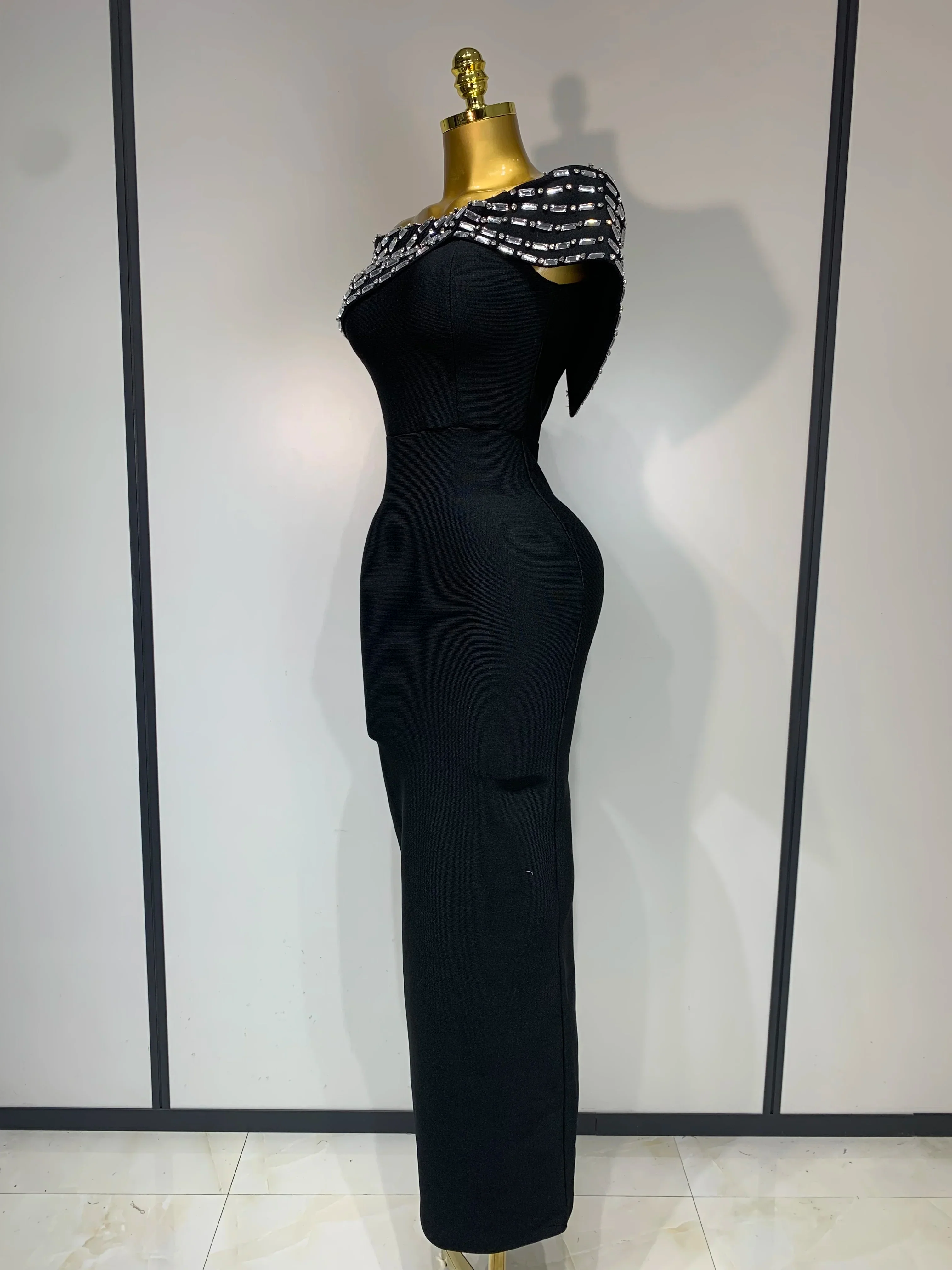 Fashion Sexy Strapless Black Off-shoulder Bodycon Bandade Dress Celebrity Cocktail Party  Luxury Birthday Wedding Dresses - Image 2