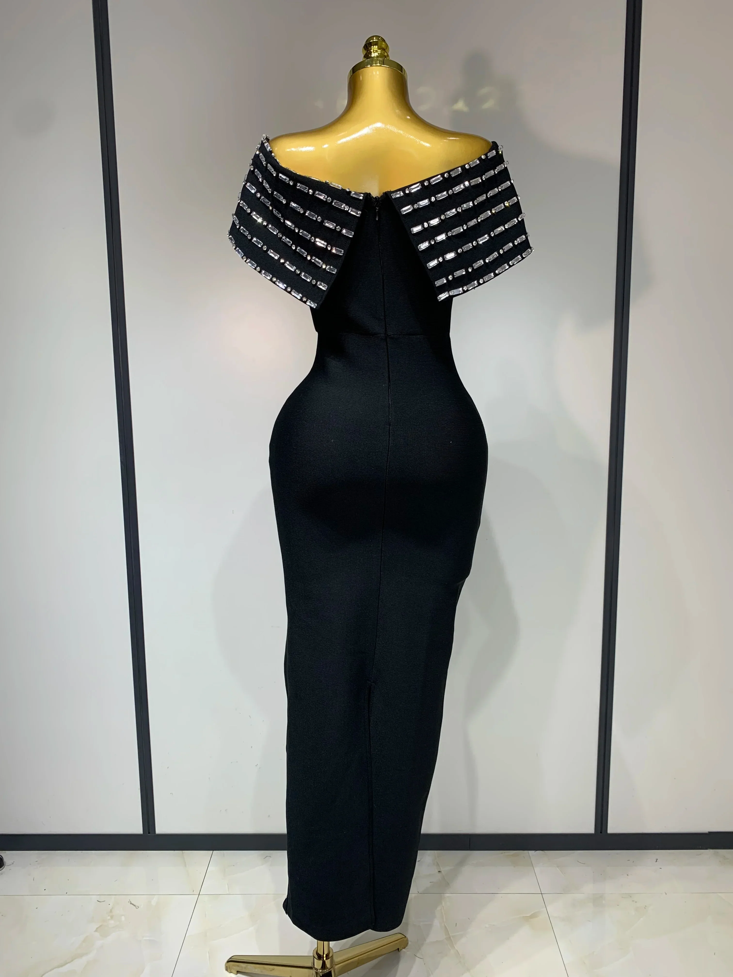 Fashion Sexy Strapless Black Off-shoulder Bodycon Bandade Dress Celebrity Cocktail Party  Luxury Birthday Wedding Dresses - Image 4
