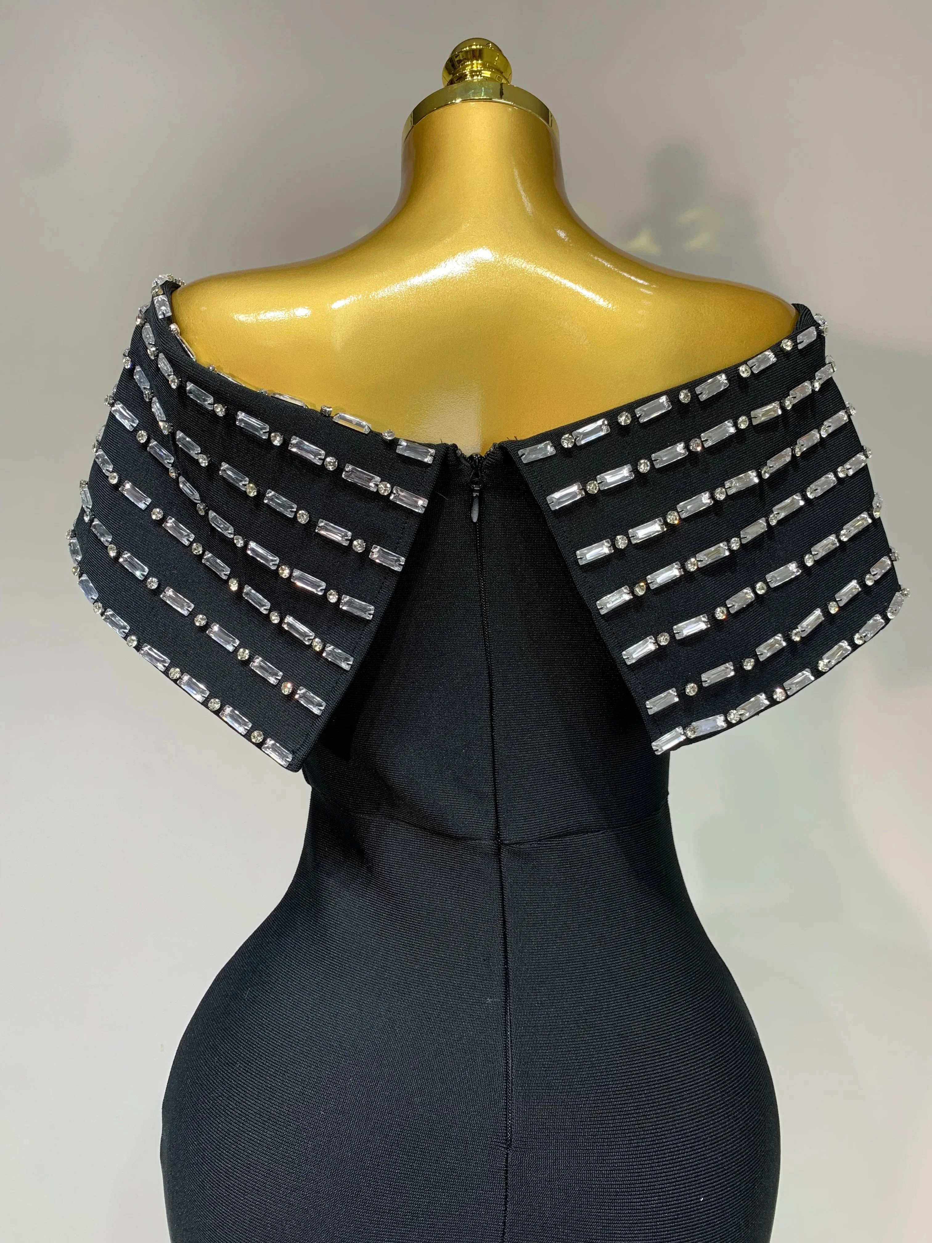 Fashion Sexy Strapless Black Off-shoulder Bodycon Bandade Dress Celebrity Cocktail Party  Luxury Birthday Wedding Dresses - Image 6