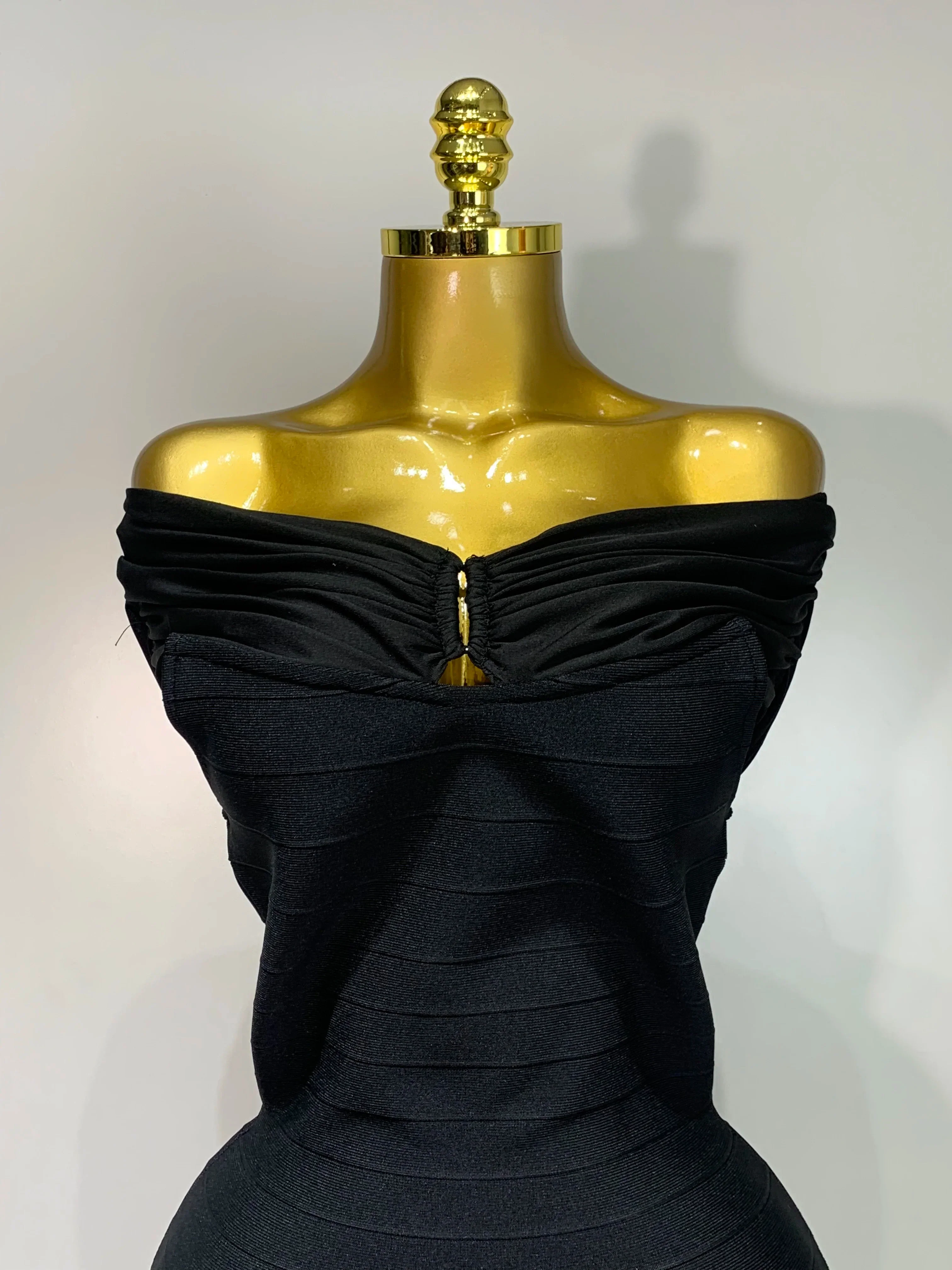 Fashion Sexy Strapless Black Off-shoulder Mini Bodycon Bandade Dress Celebrity Cocktail Party  Luxury Birthday Club Dresses - Image 5