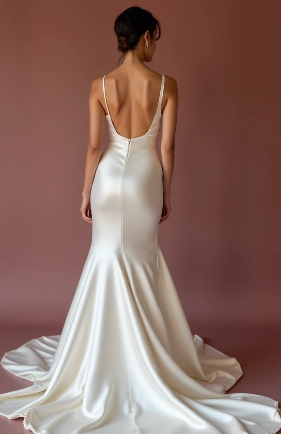 Fitted White Mermaid Wedding Dress with a Detachable Train for Versatility - Image 3