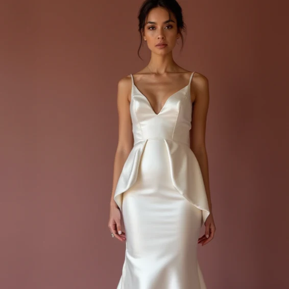 Fitted White Mermaid Wedding Dress with a Detachable Train for Versatility - Image 4