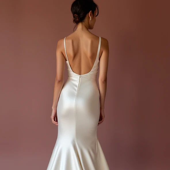 Fitted White Mermaid Wedding Dress with a Detachable Train for Versatility - Image 5