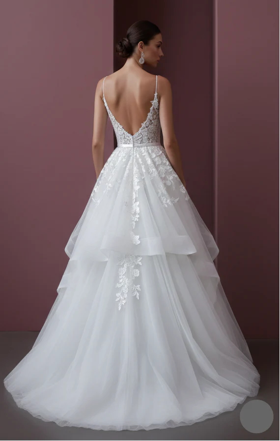 Long Sweetheart Wedding Dress Tulle Ball Gown Strapless - Image 3