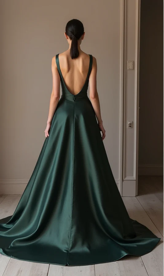 Flattering Green Evening Dress & Prom Gown with Ruched Fabric for a Sculpted Fit - Image 2