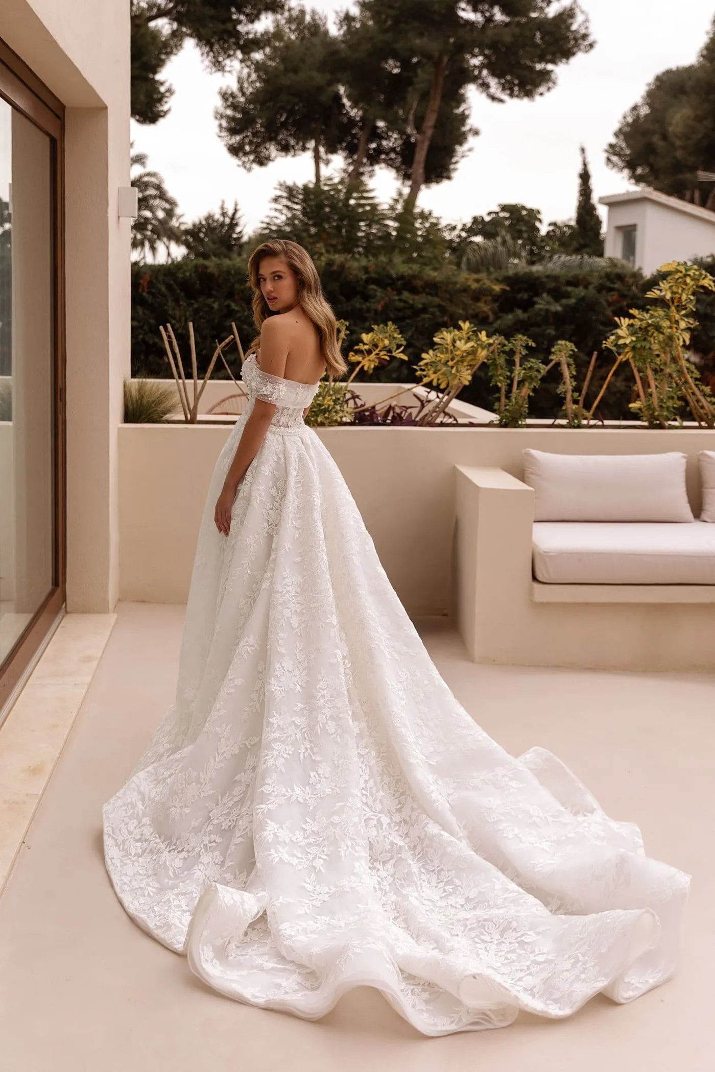 Floral Appliques Bride Dress, A Line Wedding Dresses for Women, Off the Shoulder, Bridal Gown - Image 3